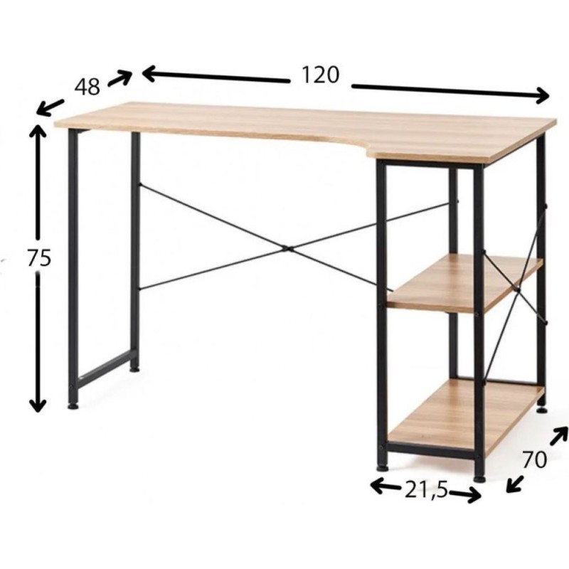Стіл з полицями "X-Style" — 120 × 48 × 75 см