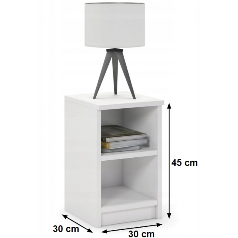 Біла тумбочка з двома полицями