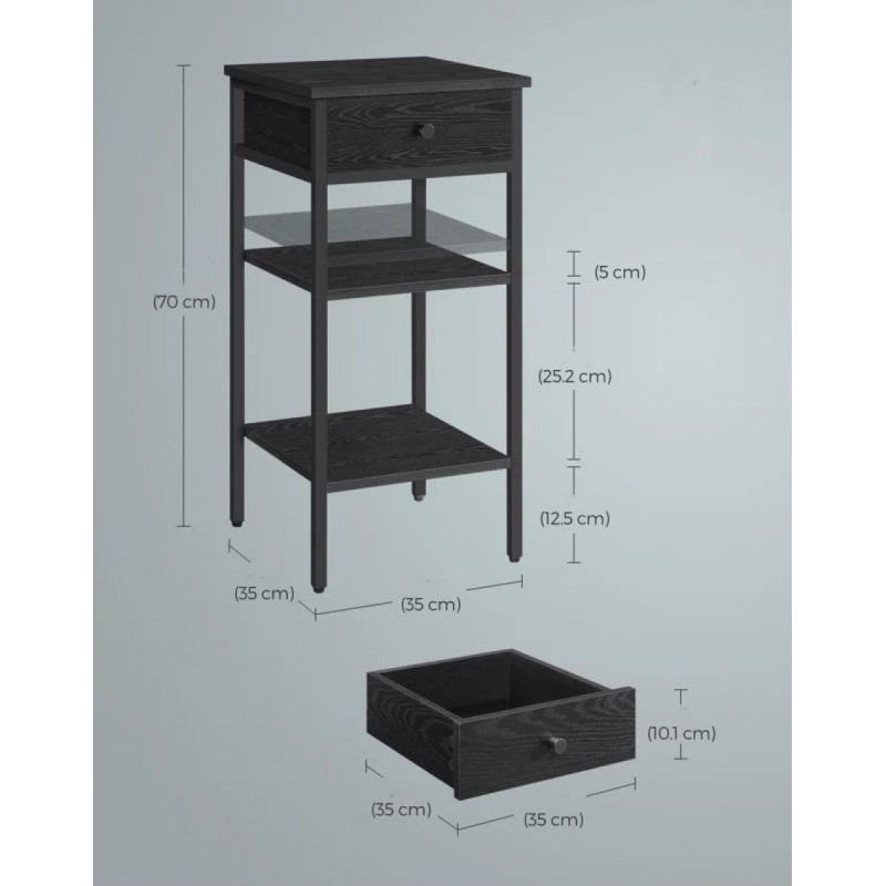 Тумбочка з ящиком і 2 полицями — метал та ДСП у стилі лофт