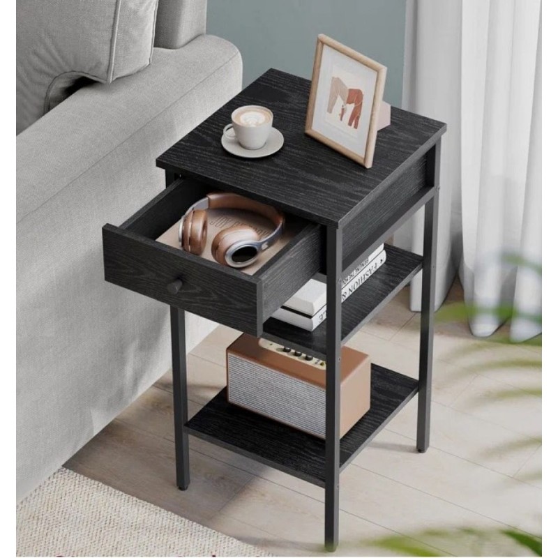 Тумбочка з ящиком і 2 полицями — метал та ДСП у стилі лофт