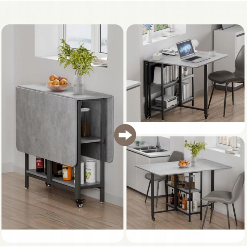 Складний обідній стіл MONDEER з полицями