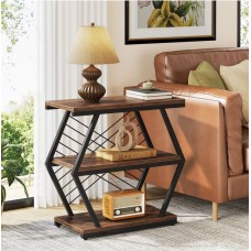 Tribesigns Side Table with 3 Shelves