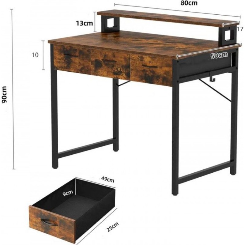 Комп'ютерний стіл з висувними ящиками підставкою для монітора та гачками