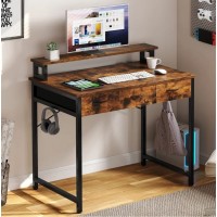 Комп'ютерний стіл з висувними ящиками підставкою для монітора та гачками