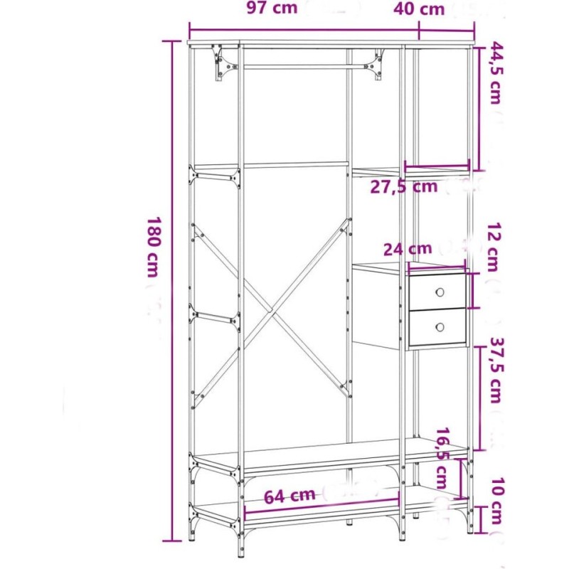 Вішалка для одягу, дуб сонома