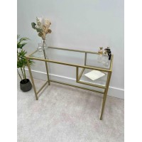 Журнальний столик скляний металевий, золотий