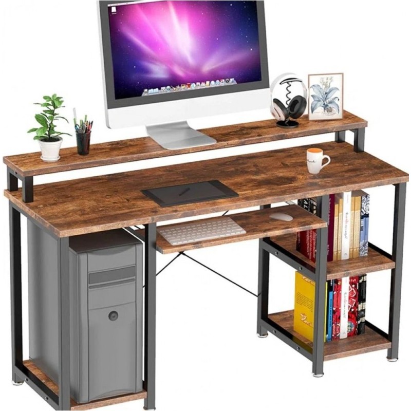 Комп’ютерний робочий стіл з полицями та підставкою для клавіатури