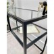 Журнальний столик скляний металевий, чорний