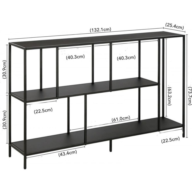 Консольний стіл лофт 132×25×73 см (метал чорний, ЛДСП)