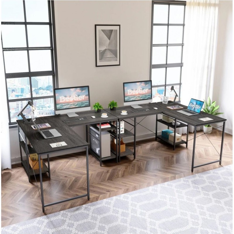 Письмовий стіл "Haigh" L‑подібної форми з полицями