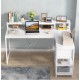 L-shaped computer desk with monitor stand
