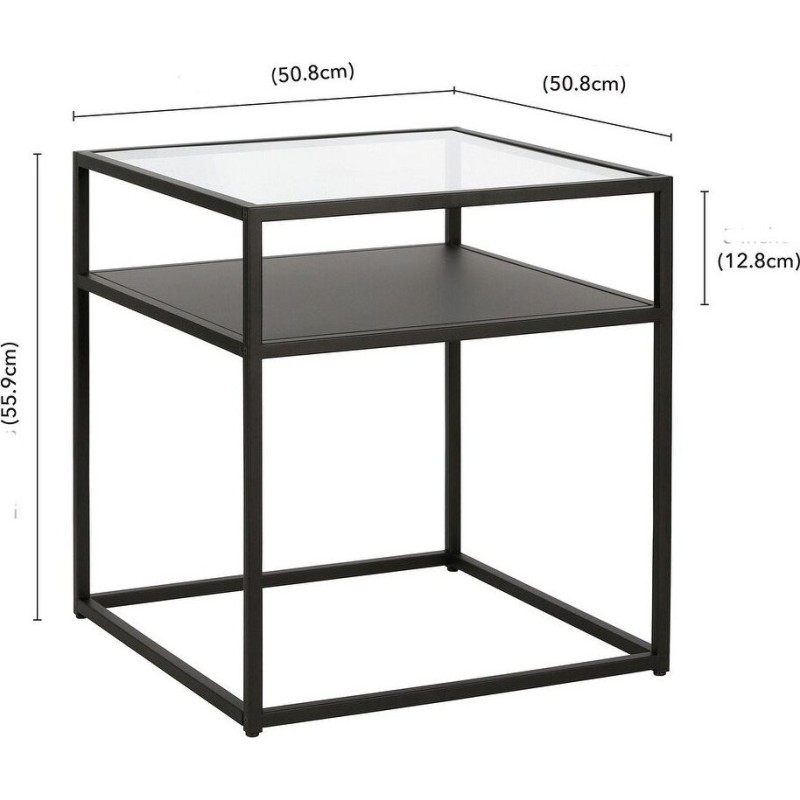 Приставний столик Ada Blackened — скло та метал у стилі лофт