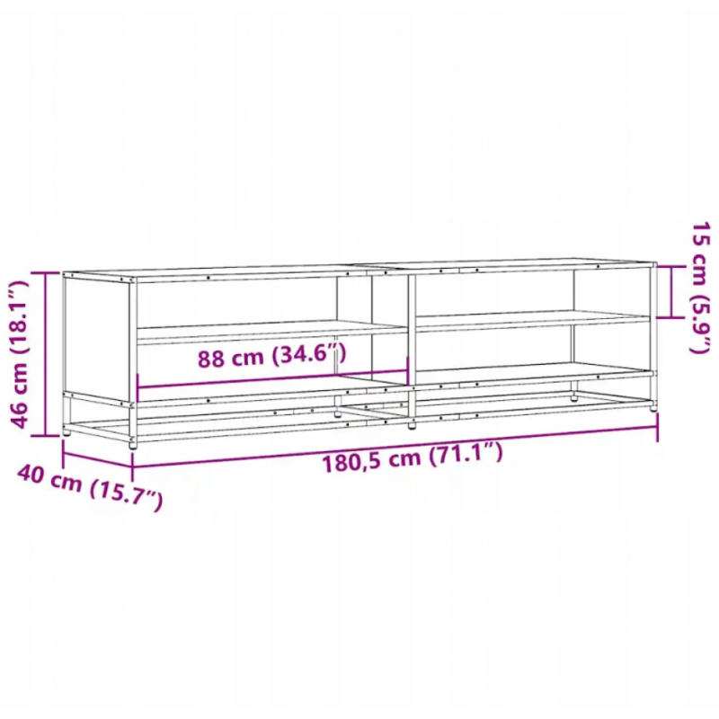 Тумба під телевізор — дуб Сонома, 180,5×40×46 см