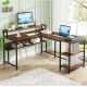 Two-sided L‑shaped table MSM JW0674 with shelves and monitor stand