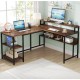 Two-sided L‑shaped table MSM JW0674 with shelves and monitor stand