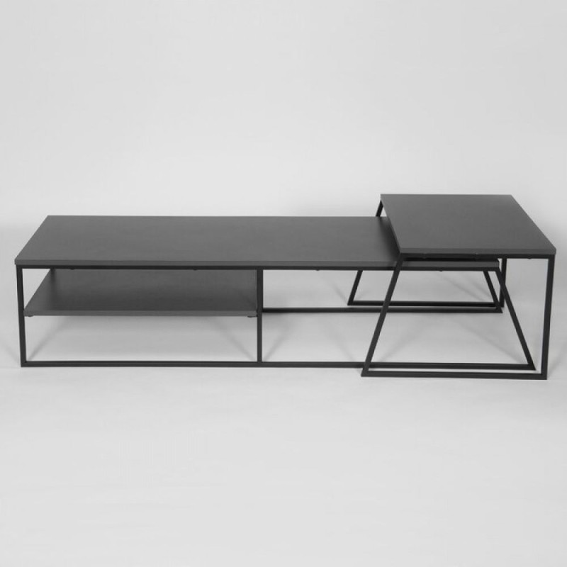 Тумба MSMLOFT 163 см + кавовий столик — Чорний