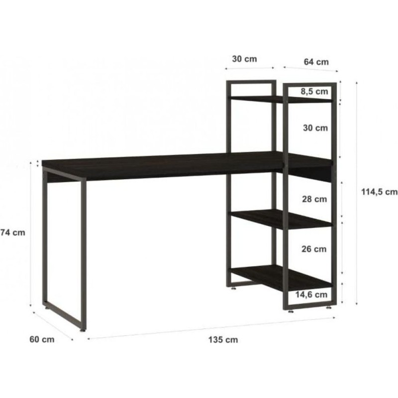 Стіл із 3 полицями — лофт стиль, МСМ