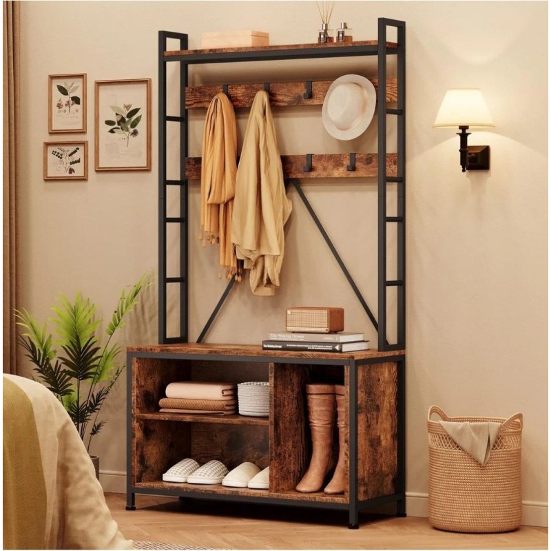 Вішалка для взуття з 3 ящиками для зберігання та 8 гачками