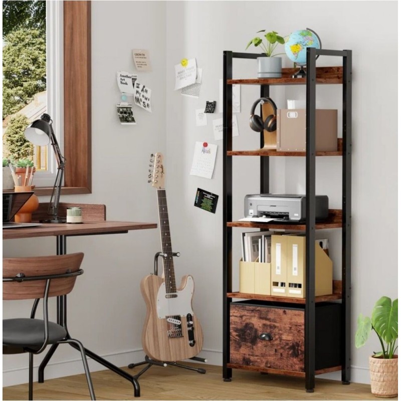 Стелаж 5 полиць MSM з металевим каркасом, 140×40×26 см