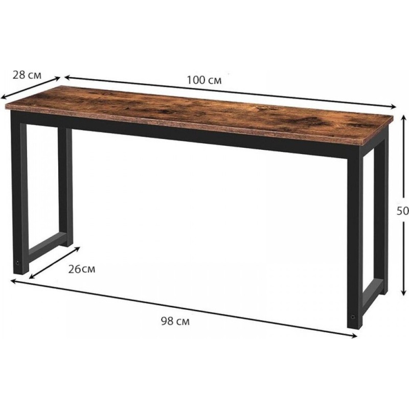 Обідня лавка MSM 100×28×50 — лофт, метал/ДСП