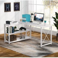 Письмовий стіл двосторонній L-подібний з полицями