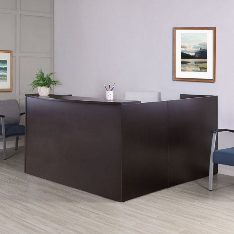 Two-sided L‑shaped table with a full stand