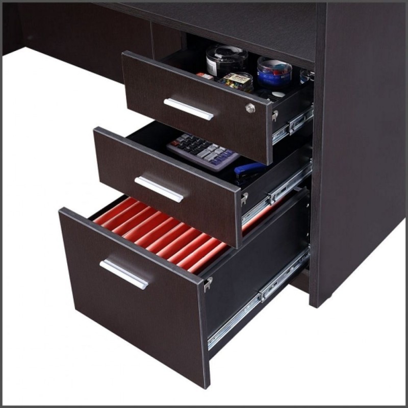 Two-sided L‑shaped table with a full stand