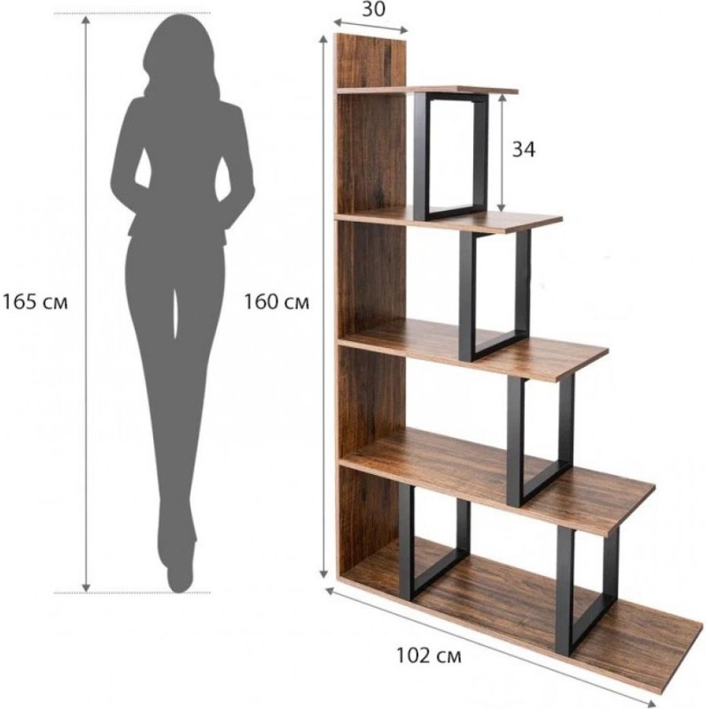 Стелаж Sorren MSM — стильний L-подібний стелаж з 5 полицями