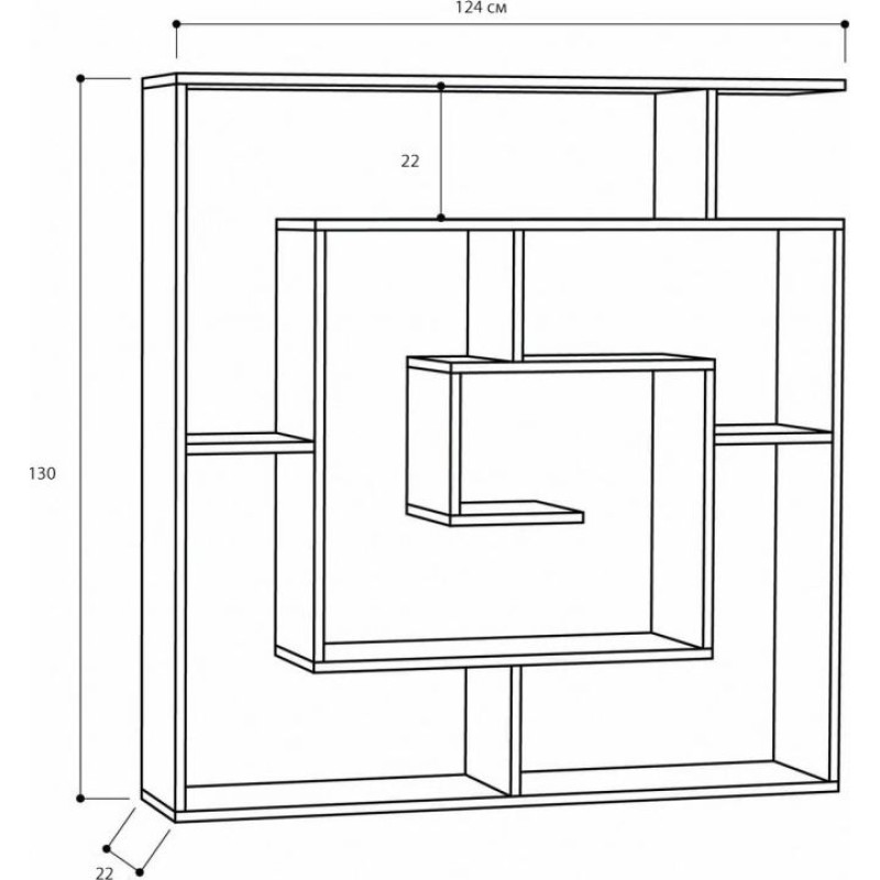 Геометричний стелаж «Abston» MSM — стильний відкритий стелаж з 6 полицями