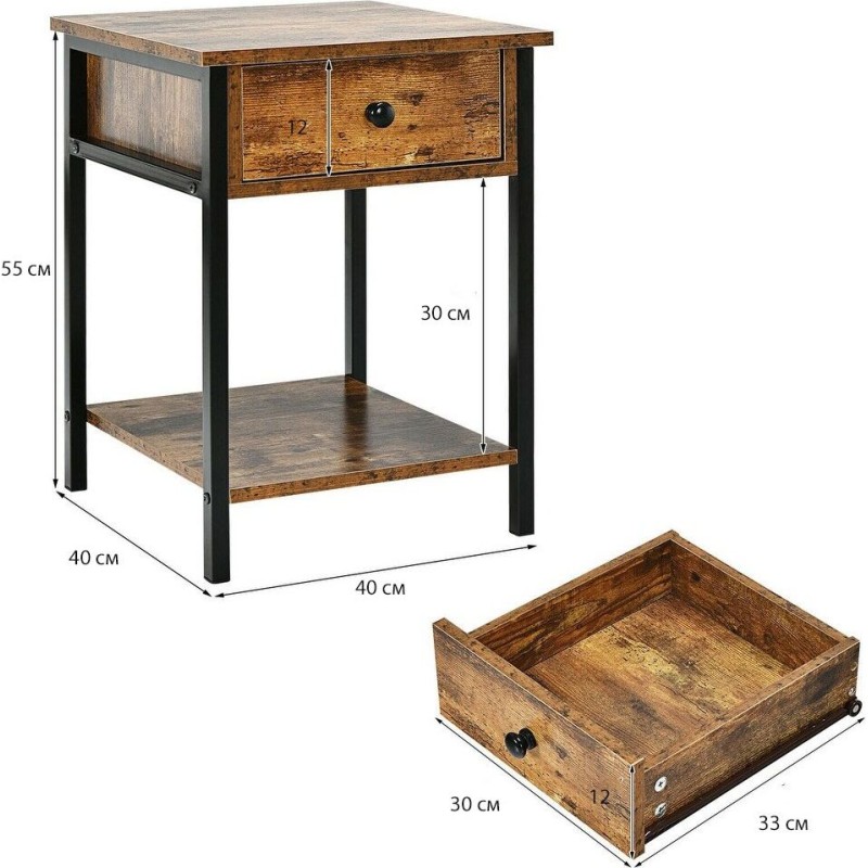 Тумбочка Gymax — стильний лофт елемент для сучасної спальні