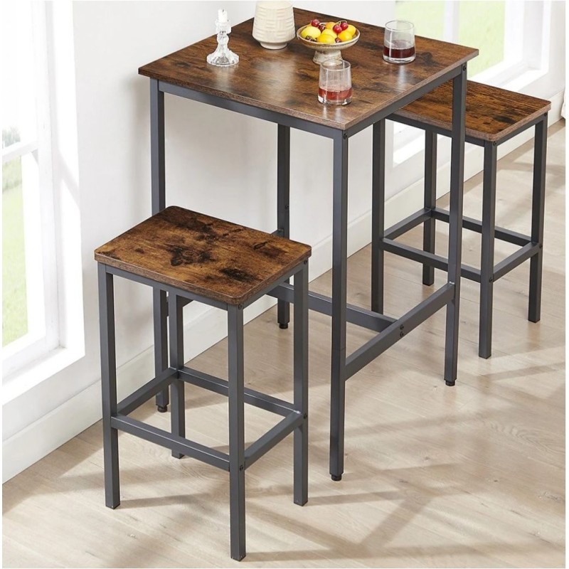 Квадратний барний стіл із 2 барними стільцями