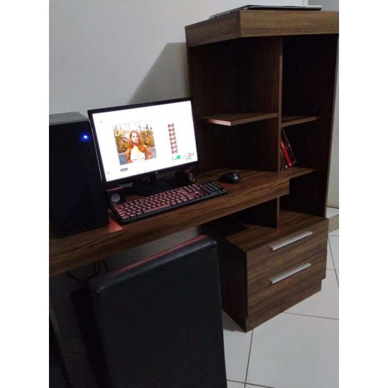 Стіл письмовий з бібліотекою — 131×37×137 см