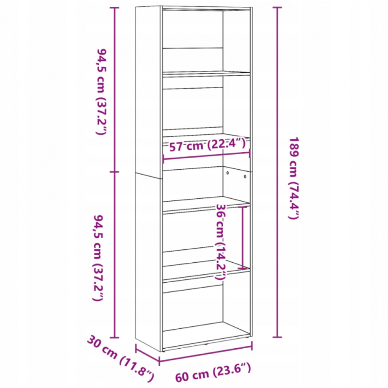 Bookcase — Sonoma oak, loft style, reliable bookcase