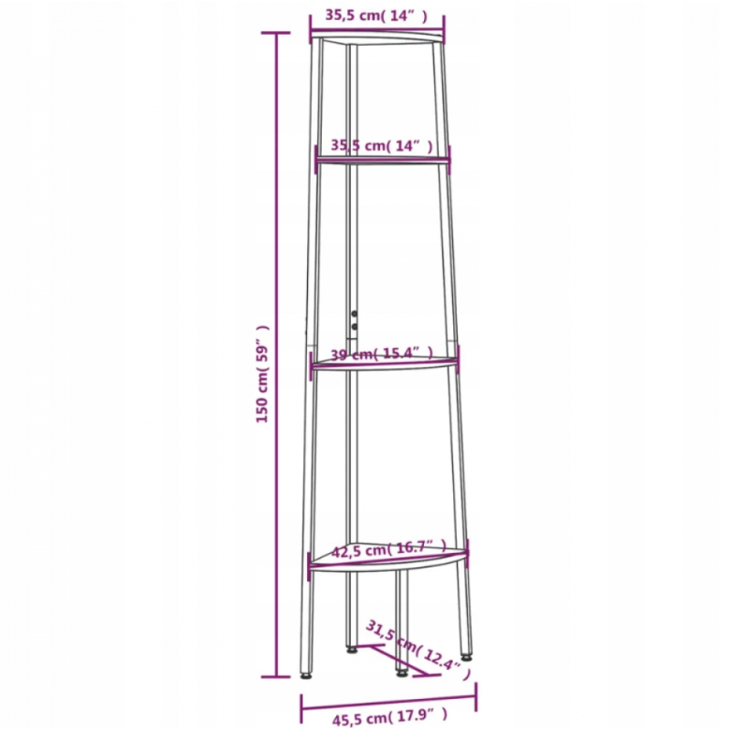 4-ярусний кутовий стелаж MSM Loft – містке рішення для кутового простору