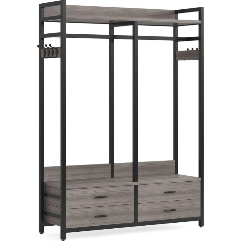 Стелаж-органайзер, вішалка для одягу з ящиками та полицями