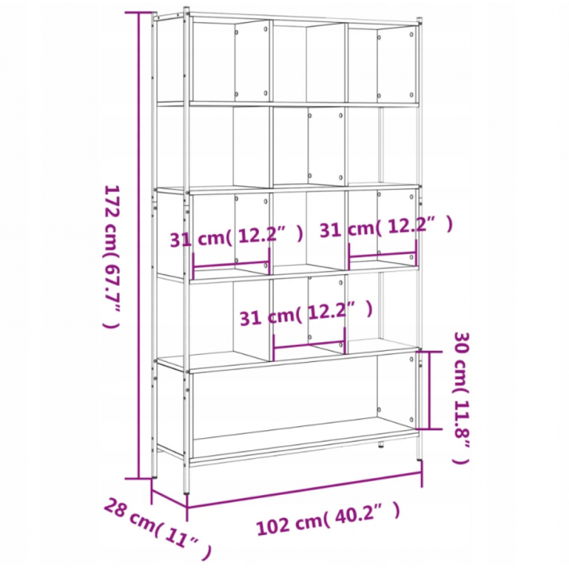 Стелаж 102×28×172 см — вузький високий стелаж  MSM