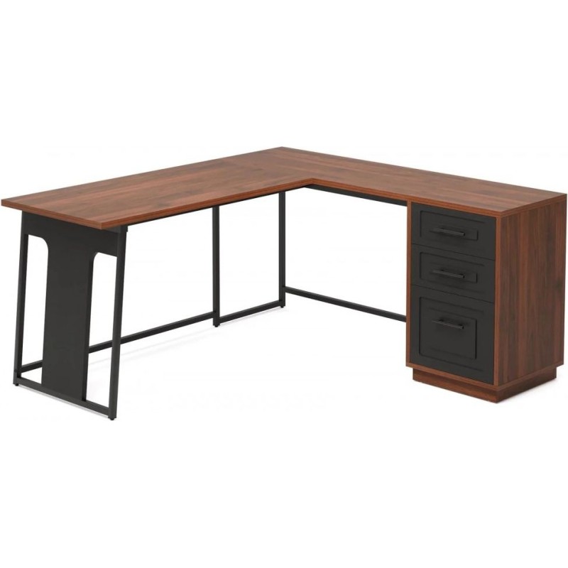 Письмовий L-подібний стіл з шухлядами — MSMLOFT (140×50×75 см)