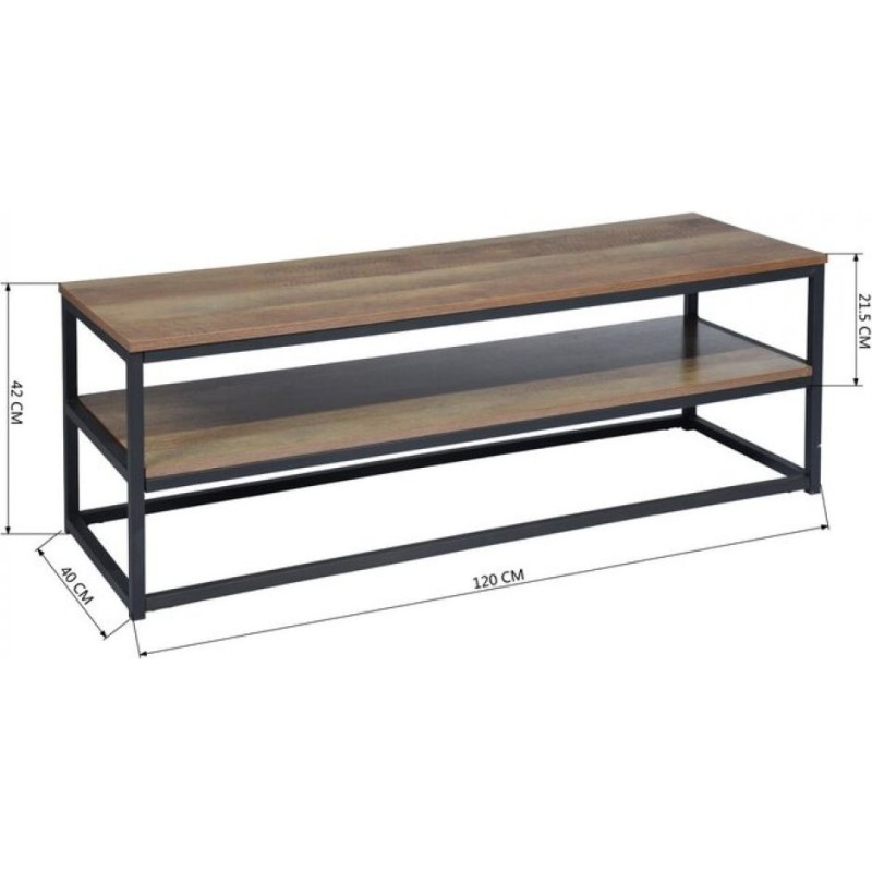 Тумба під телевізор MSMLOFT 120 см — металева, 2 полиці