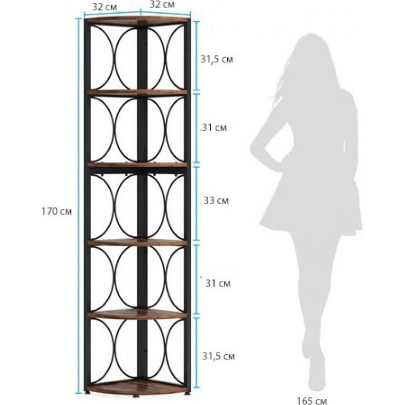 6-ярусний кутовий стелаж MSM – місткий та стильний у кутовий простір