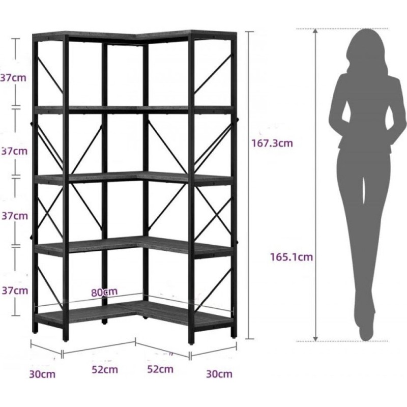 5-ярусний кутовий стелаж "Sukanya" MSM - містке рішення для спальні або вітальні.