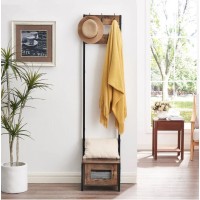 Coat hanger with hooks - brown