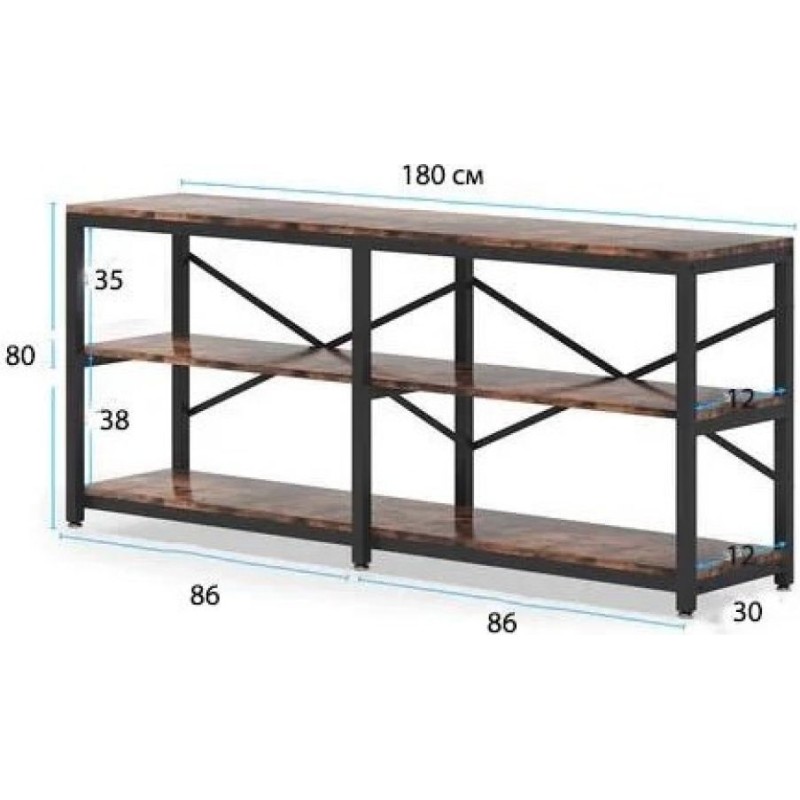 Стіл консольний 3-ярусний у фойє з полицями
