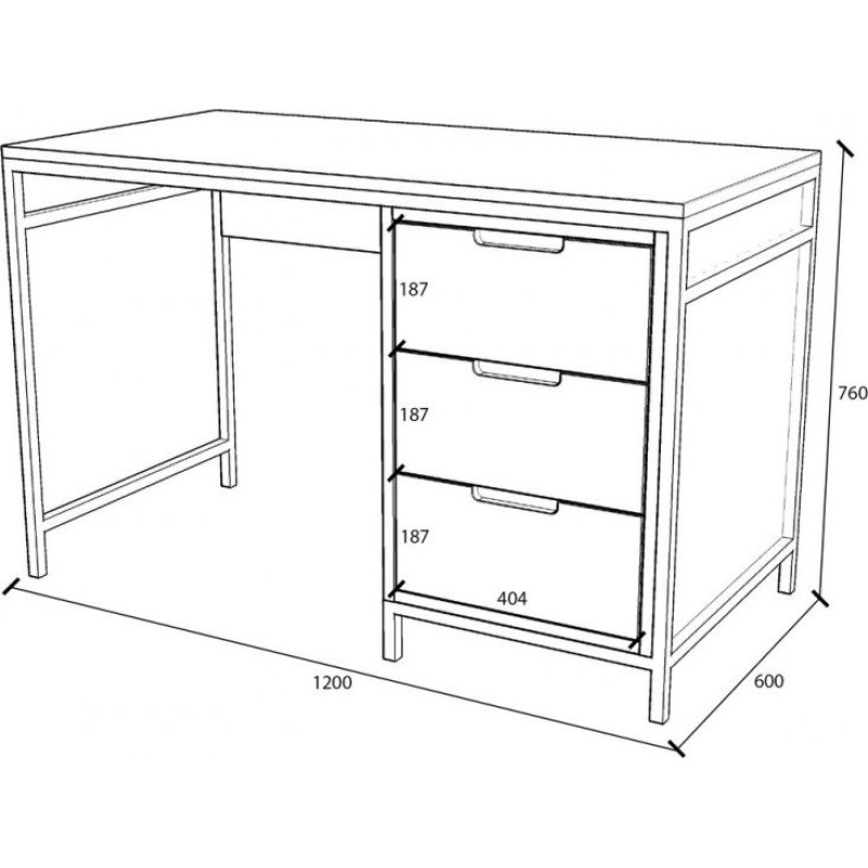 Письмовий стіл "Літл" у стилі Loft — 120 × 60 × 76 см