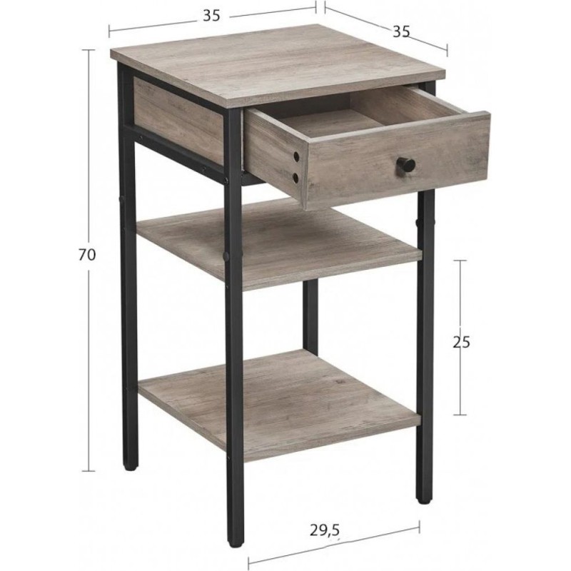 Тумбочка з ящиком і 2 полицями — метал та ДСП у стилі лофт