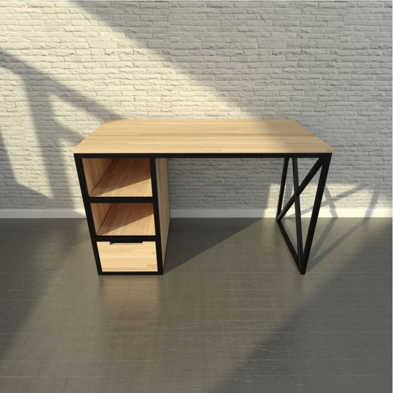 Стіл Loft з шухлядою — 120 × 60 × 76 см, метал/ДСП (світлий/темний) — MSMLOFT