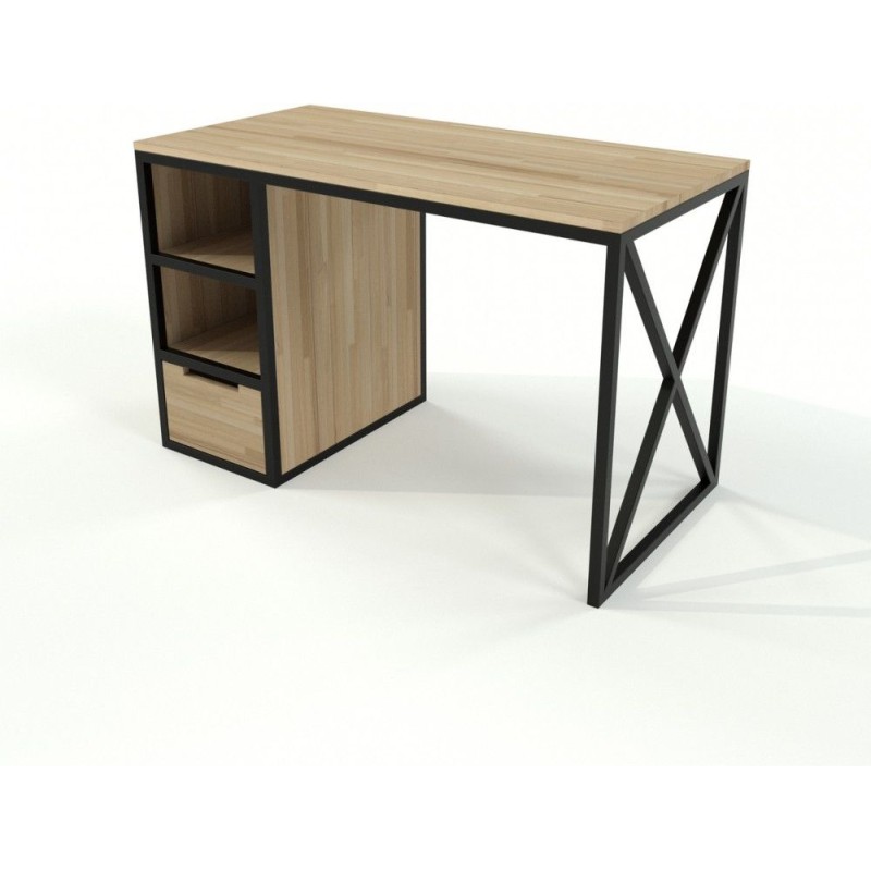 Стіл Loft з шухлядою — 120 × 60 × 76 см, метал/ДСП (світлий/темний) — MSMLOFT