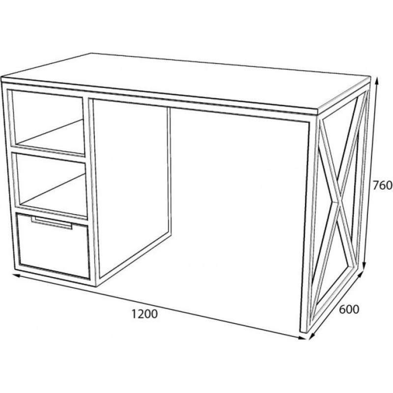 Стіл Loft з шухлядою — 120 × 60 × 76 см, метал/ДСП (світлий/темний) — MSMLOFT