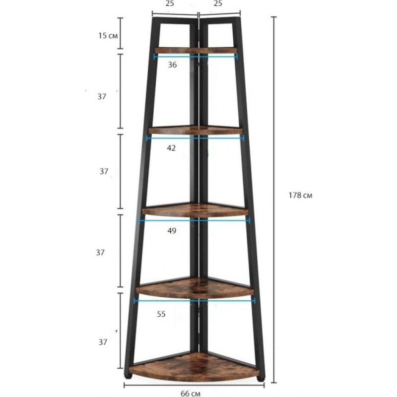 Стелаж Berks MSM — вузький 5-ярусний стелаж 178×66×25 см