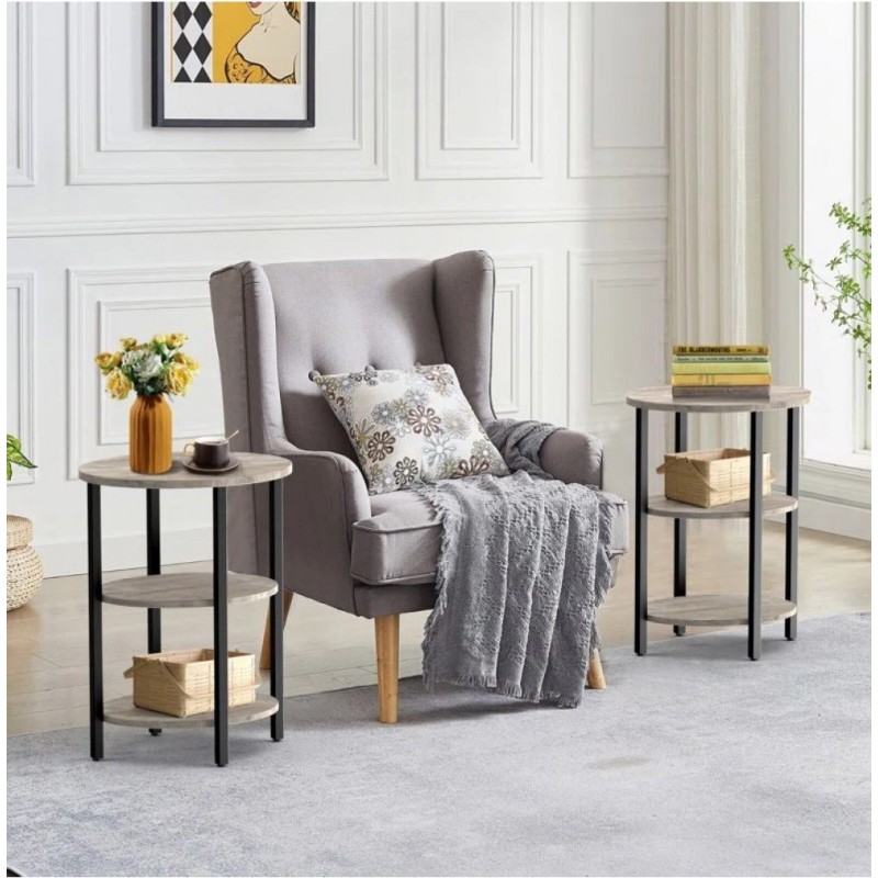 Круглий столик Jakwan з 3-ярусними полицями