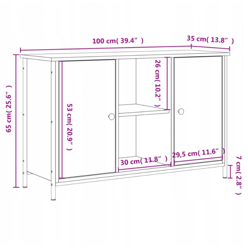 Тумба під телевізор — дуб Сонома (100×35×65 см)